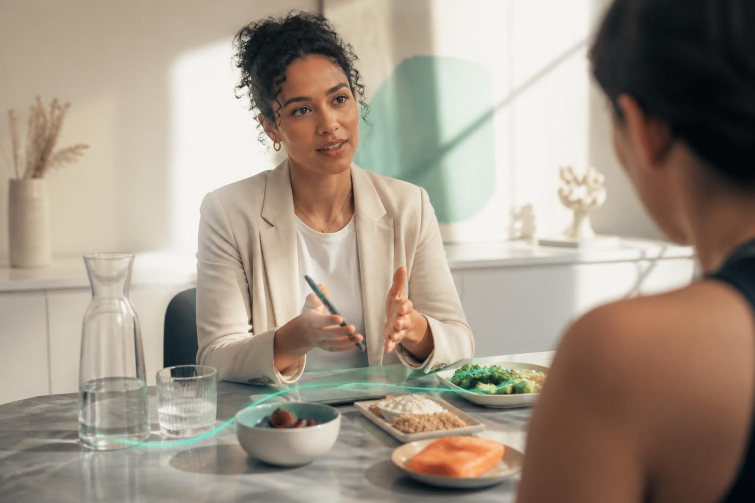 Composición editorial sobre equilibrio entre entrenamiento y alimentación