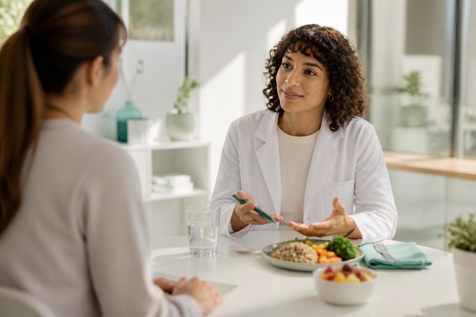 Almuerzo equilibrado en una mesa ordenada con estética calmada