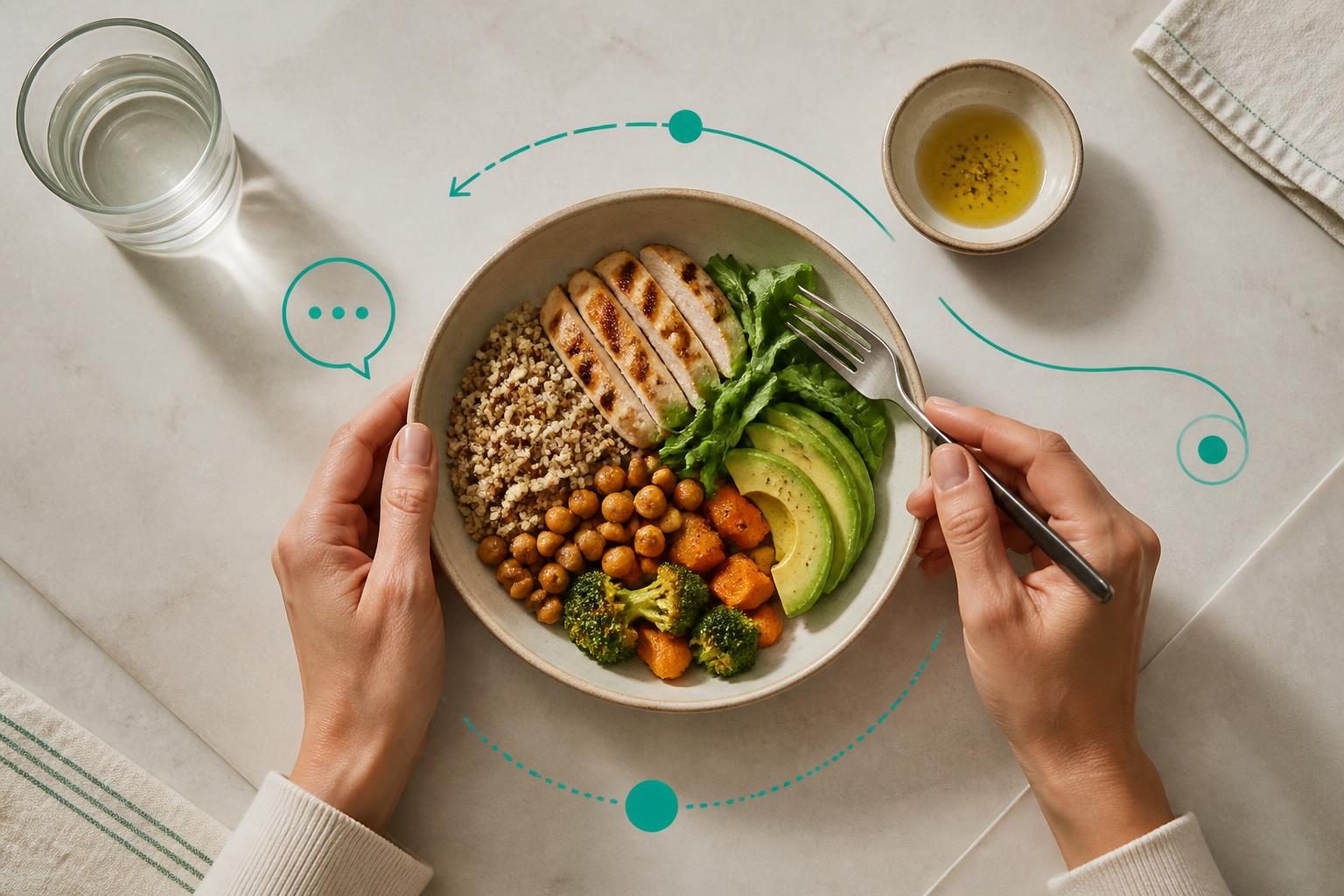 Flujo ordenado de herramientas para seguimiento nutricional remoto