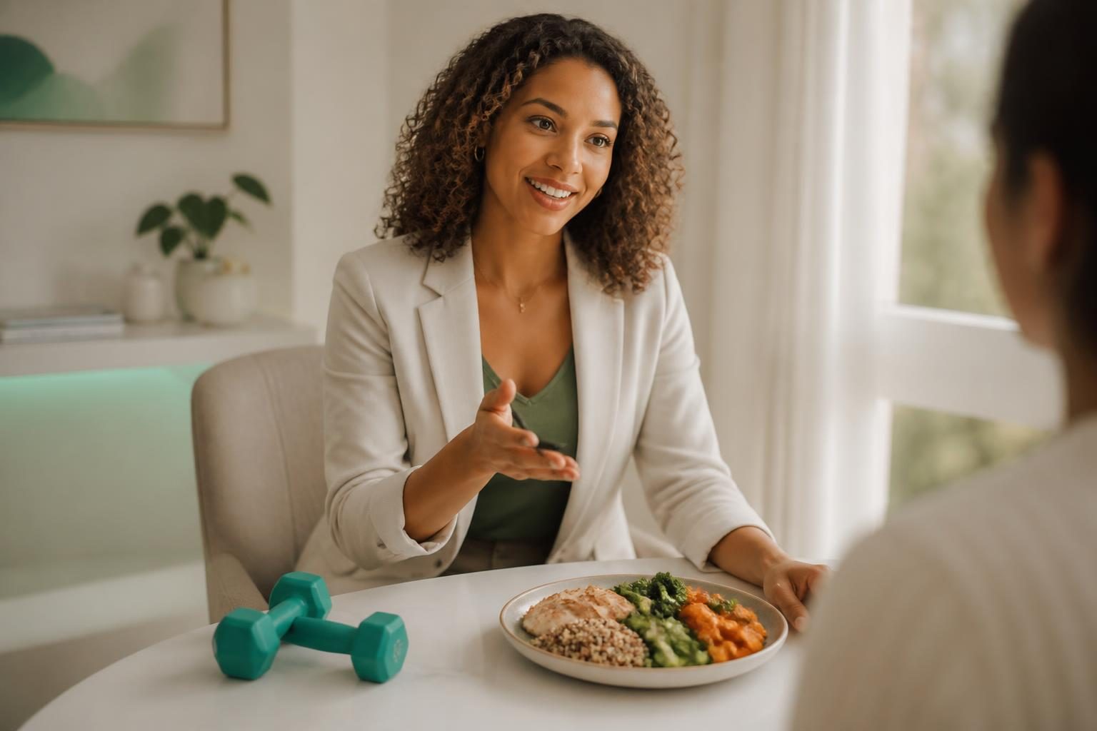 Elementos de entrenamiento y nutrición en equilibrio visual