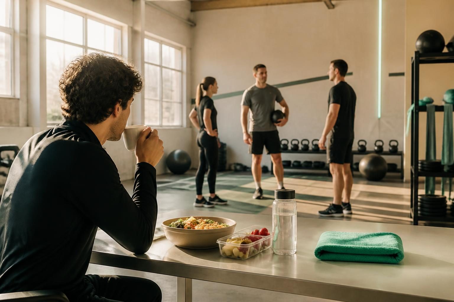 Espacio de oficina preparado para una pausa de alimentación consciente