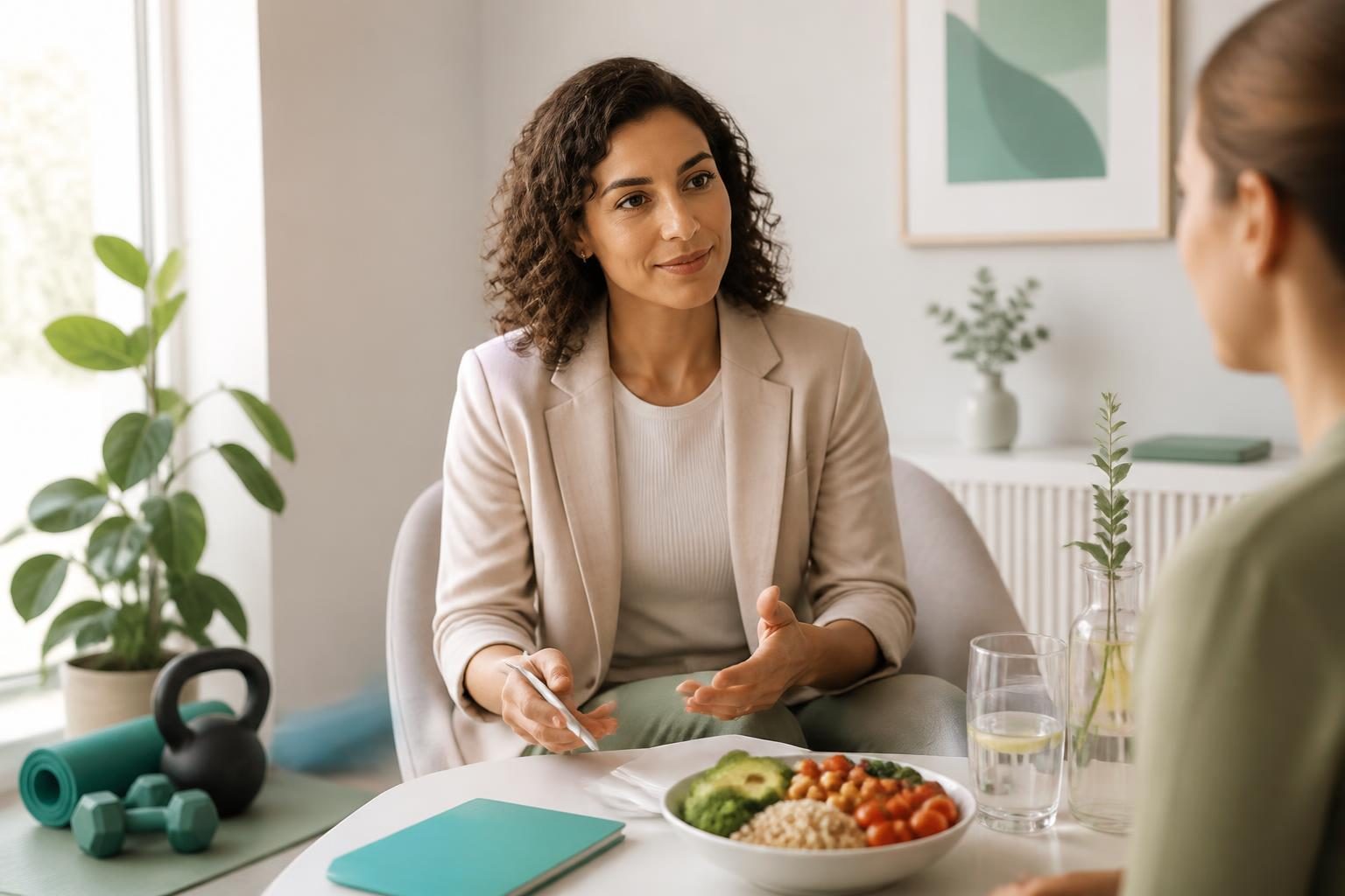 Coach y alimentación trabajando juntos para sostener el cambio