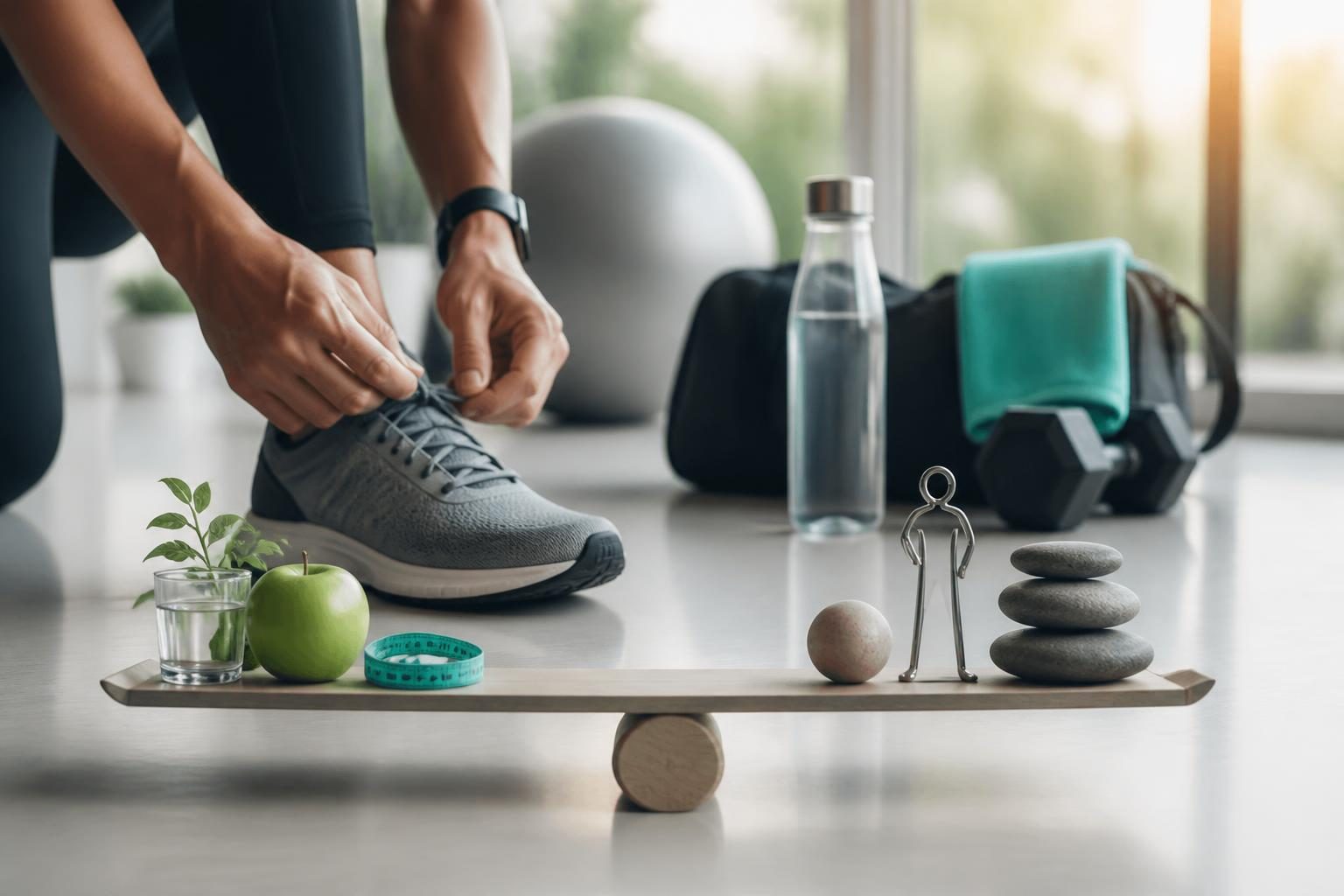 Metáfora visual del equilibrio entre hábitos y riesgo cardiovascular.